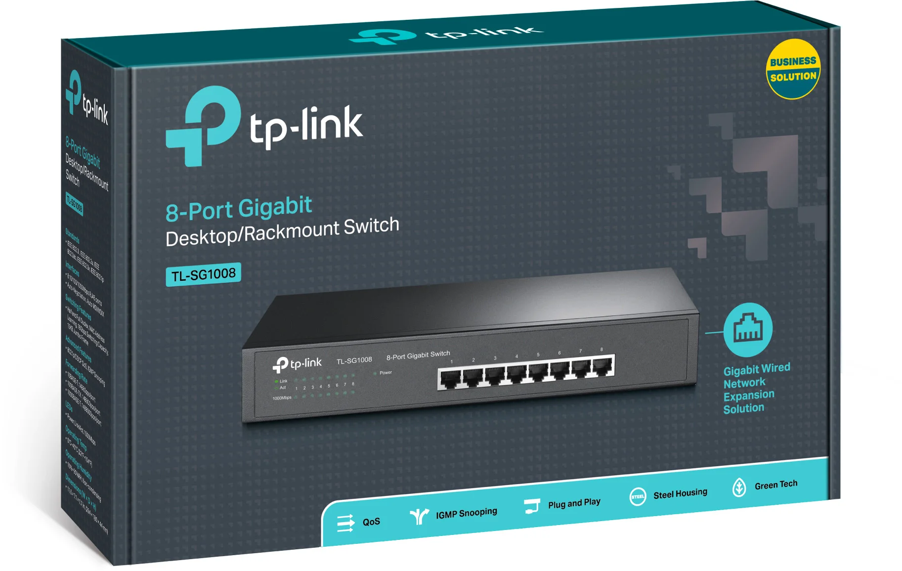 Коммутатор TP-Link SMB TL-SG1016 Коммутатор 16-port Gigabit Switch, 1U 19-inch rack-mountable steel case