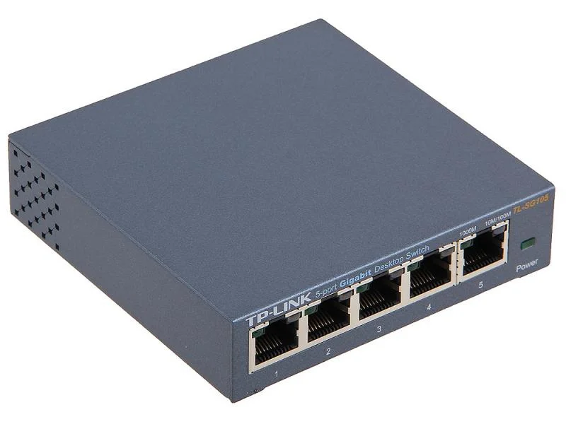 Коммутатор TP-Link SOHO TL-SG105 5-port Desktop Gigabit Switch, 5 10/100/1000M RJ45 ports, metal case