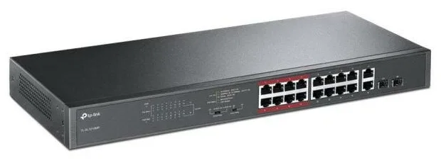 Коммутатор TP-LINK TL-SL1218MP Неуправляемый коммутатор PoE на 16 портов 10/100 Мбит/с и 2 гигабитных порта