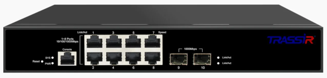 Коммутатор Trassir TR-NS1109-120-8PoE неуправляемый