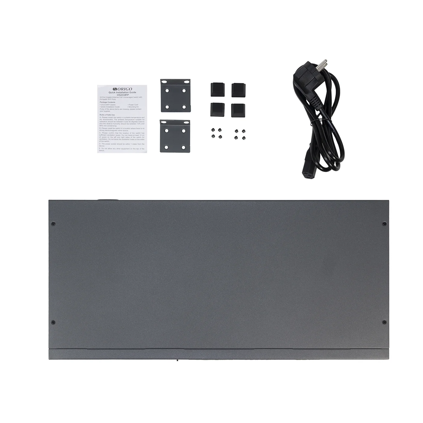 Коммутатор Unmanaged Switch 16x1000Base-T PoE, 2x1000Base-X SFP, PoE Budget 200W, Long-range PoE up to 250m, 19" w/brackets