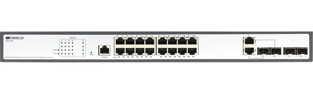 Коммутатор Unmanaged Switch 16x1000Base-T PoE, 2x1000Base-X SFP, PoE Budget 200W, Long-range PoE up to 250m, 19" w/brackets
