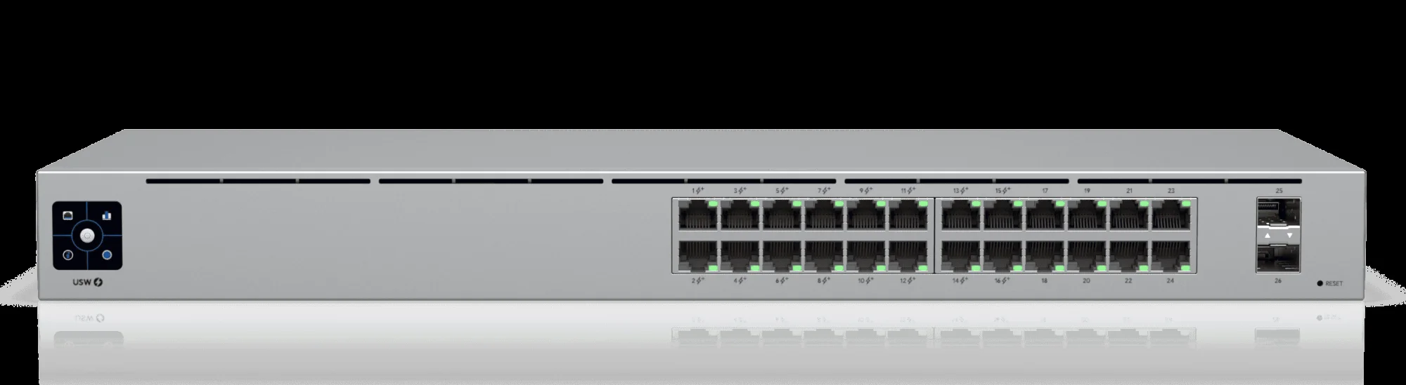 Коммутатор USW-Pro-24-POE-EU Ubiquiti UniFi Switch Pro 24 PoE 16x GLAN PoE+, 8x GLAN PoE++ (до 64 Вт на порт), 2x SFP+, раздает до 400 Вт