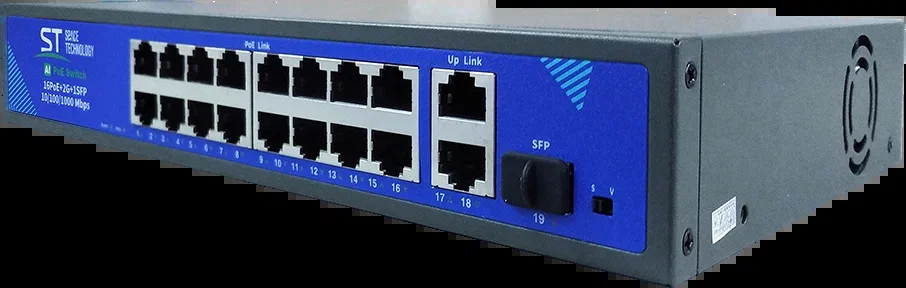 Коммутатор Wall-mountable, 16-port, Layer 2 PoE switch with a fanless cooling system.45W total PoE availability