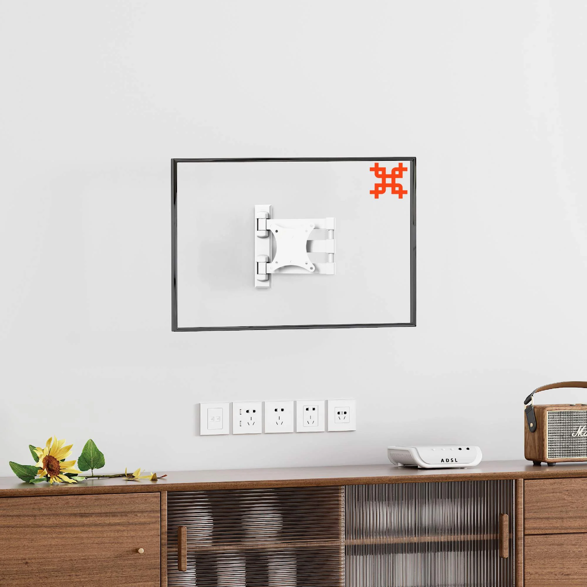 Кронштейн для телевизора UniTeki FM1617W для телевизора или монитора, на стену, с вылетом и наклоном, диагональ 13-28 дюймов
