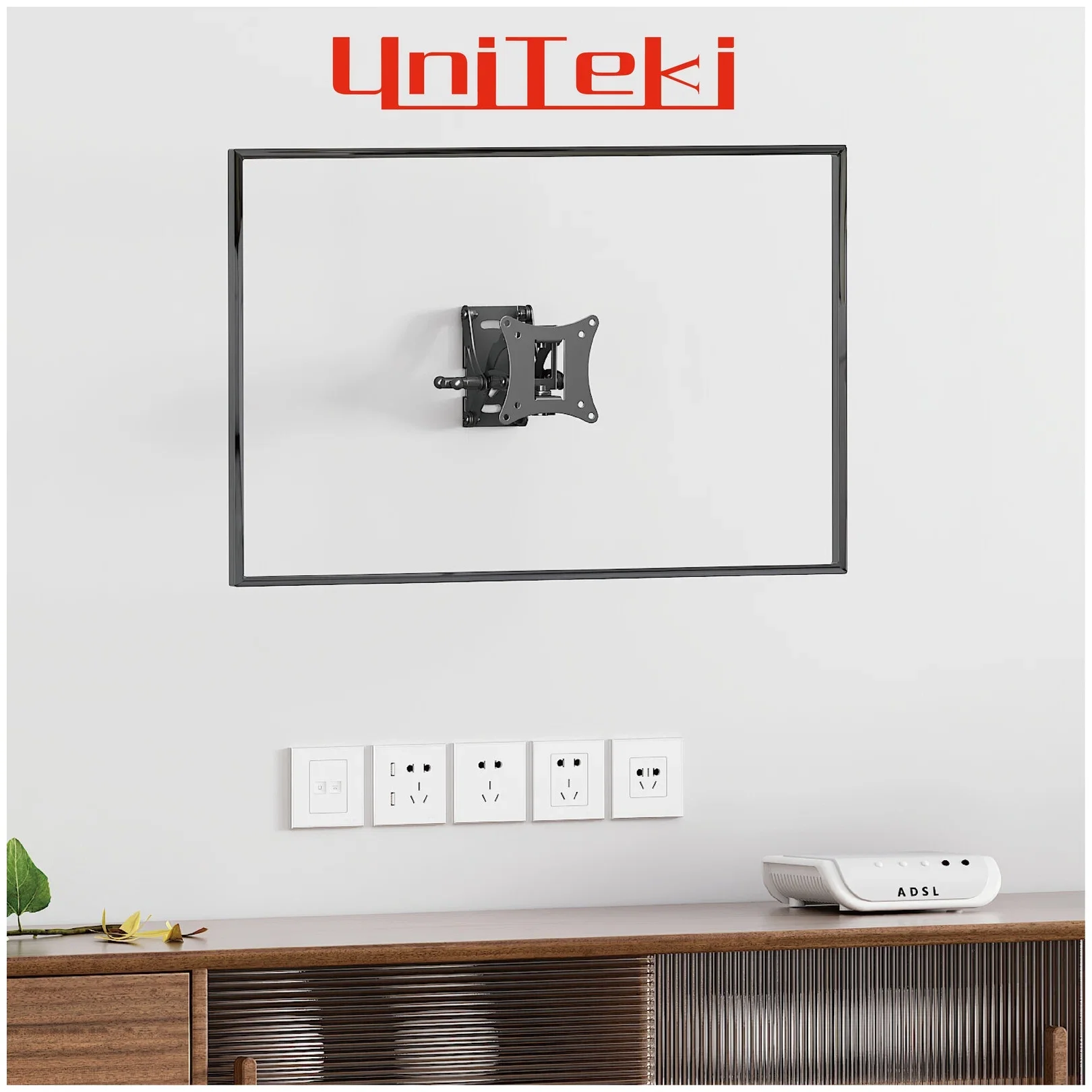 Кронштейн для телевизора UniTeki SNM1901N на стену для телевизора или монитора быстросъемный, фиксированный, диагональ 13-28 дюймов