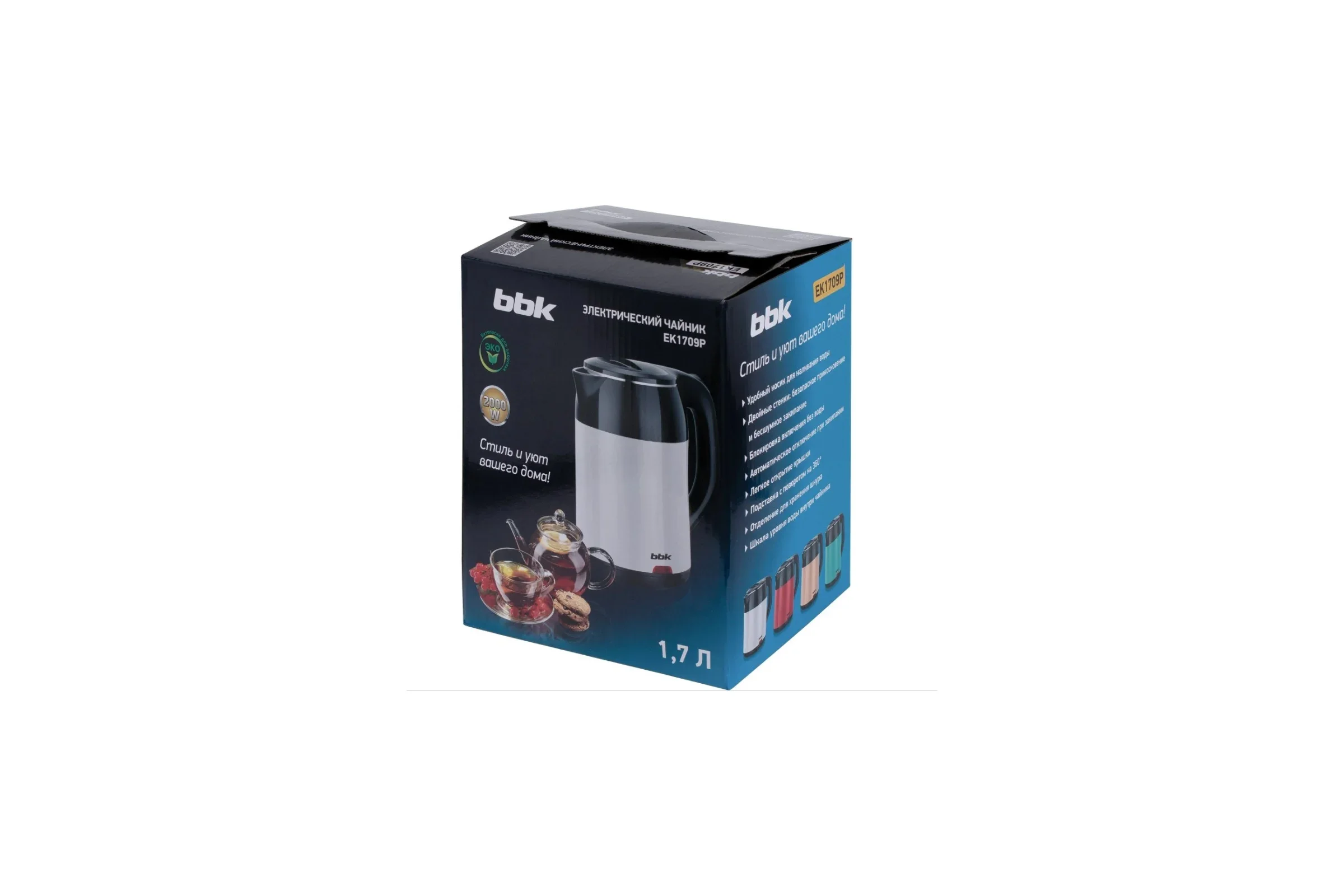 Чайник электрический BBK EK1709P черный/белый