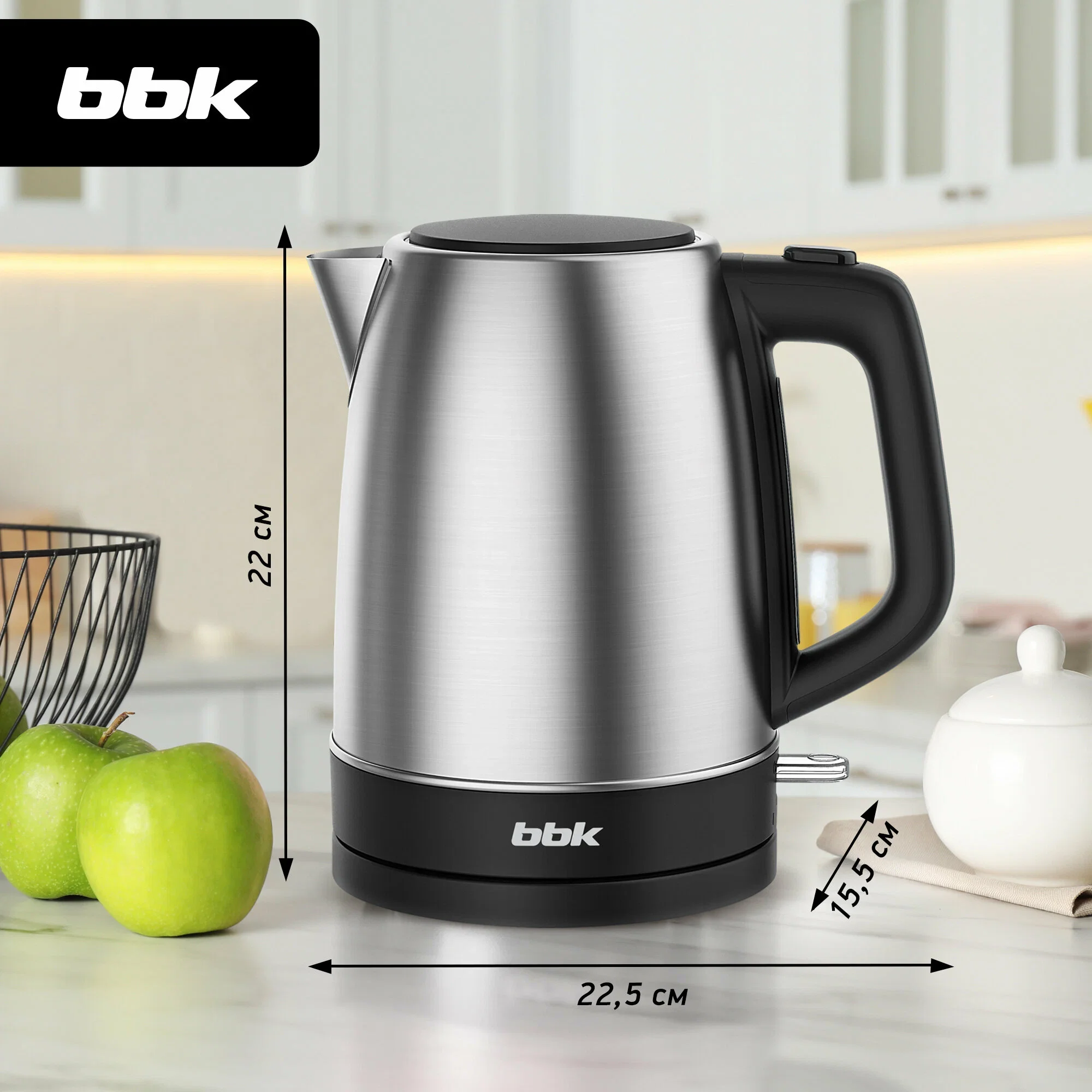 Чайник электрический BBK EK1764S 1.7 л 2200 Вт, черный/нержавеющая сталь