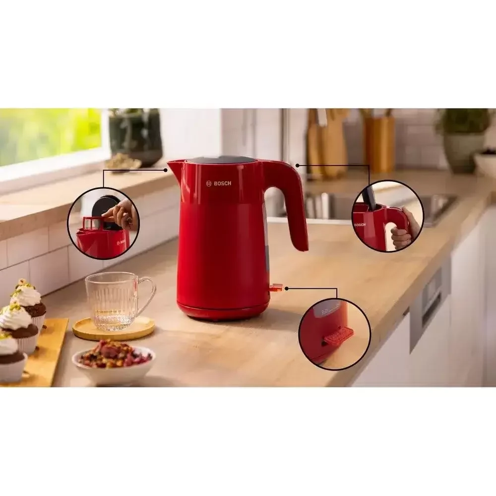 Чайник электрический Bosch TWK 2M164, 1.7 л, красный