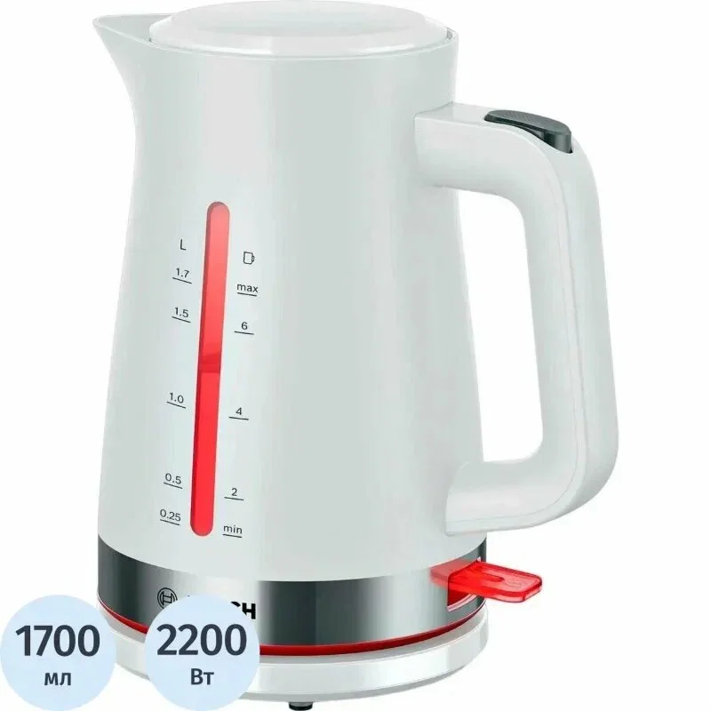 Чайник электрический Bosch TWK4M221 1.7 л, белый корпус: пластик