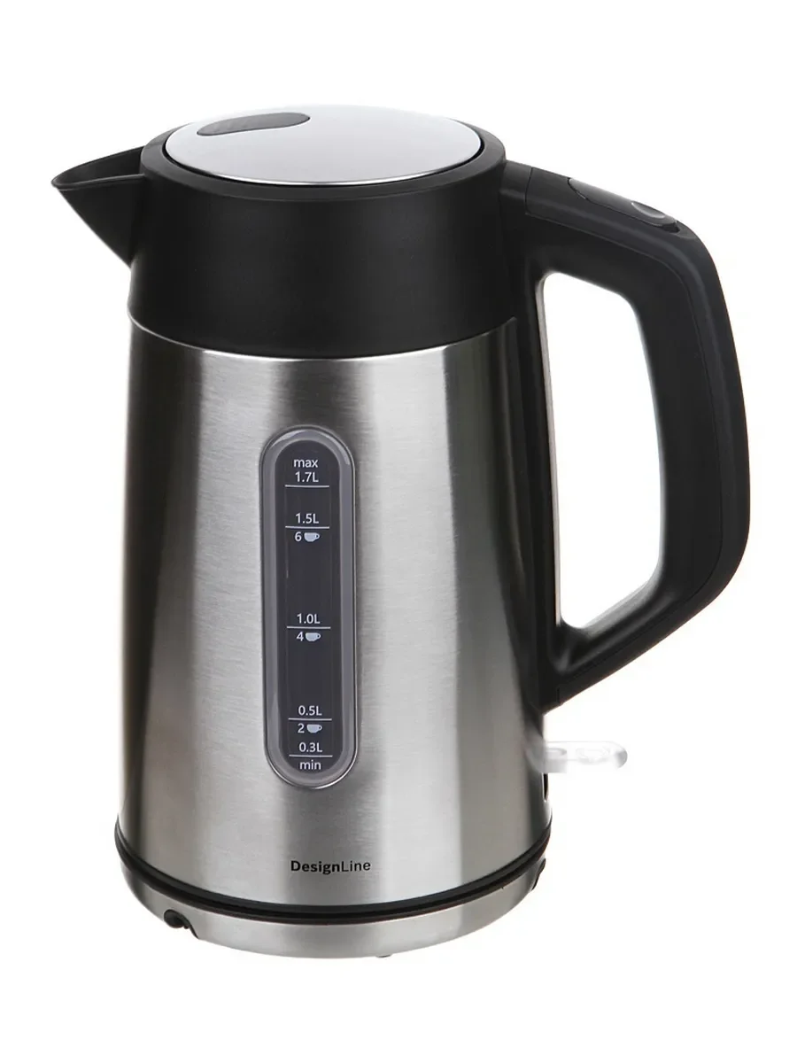 Чайник электрический Bosch TWK4P440 1.7 л, 2400 Вт, нержавеющая сталь/черный (корпус: нержавеющая сталь)