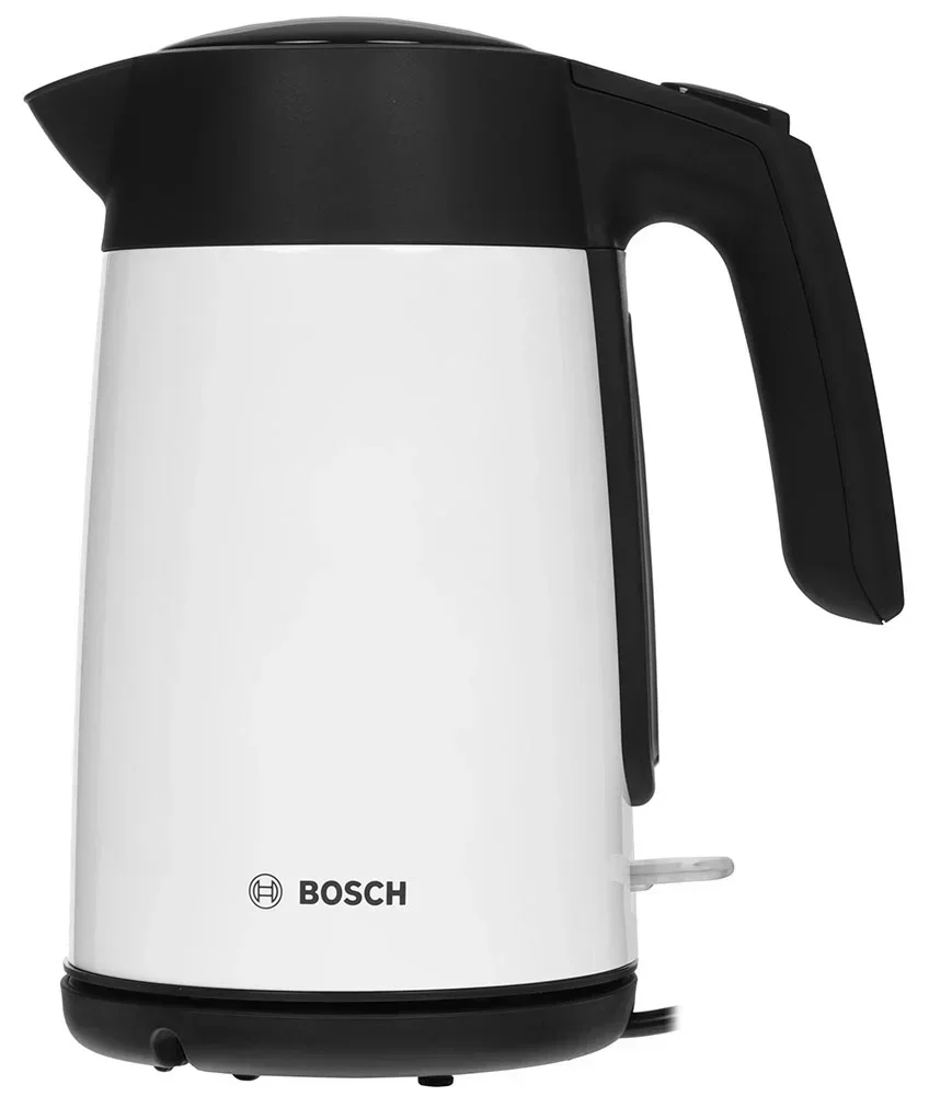Чайник электрический Bosch TWK7L461, 1.7 л, 2400 Вт., нерж.сталь, покрытая эмалью, белый,шкала уровня воды