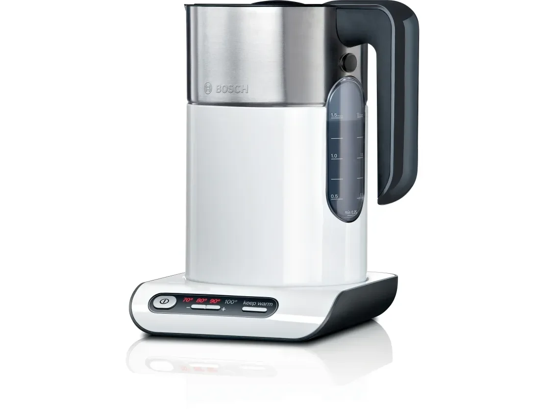 Чайник электрический Bosch TWK8611P 1.5 л, 2400 Вт, белый/серебристый (корпус: нержавеющая сталь)
