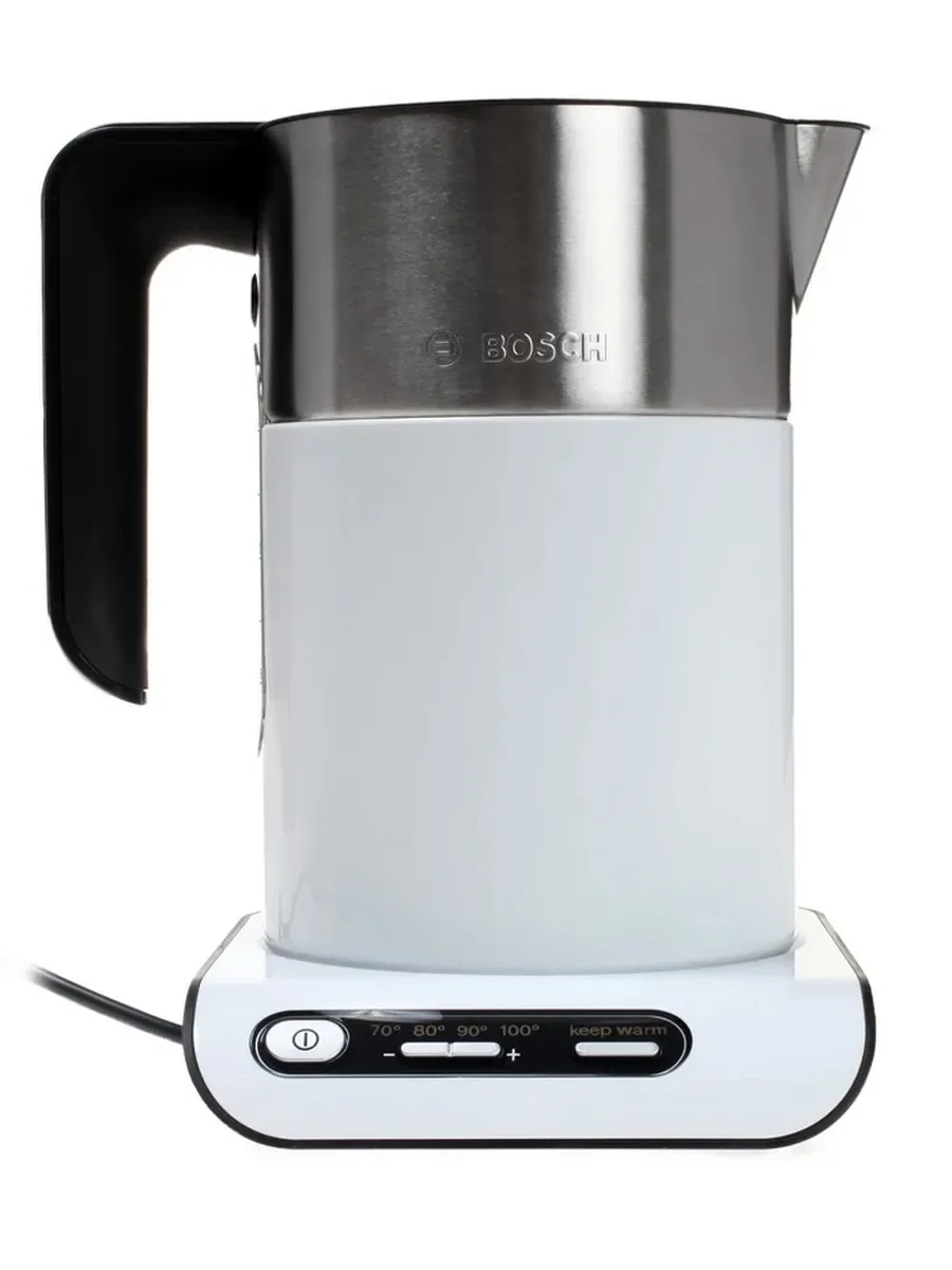 Чайник электрический Bosch TWK8611P 1.5 л, 2400 Вт, белый/серебристый (корпус: нержавеющая сталь)