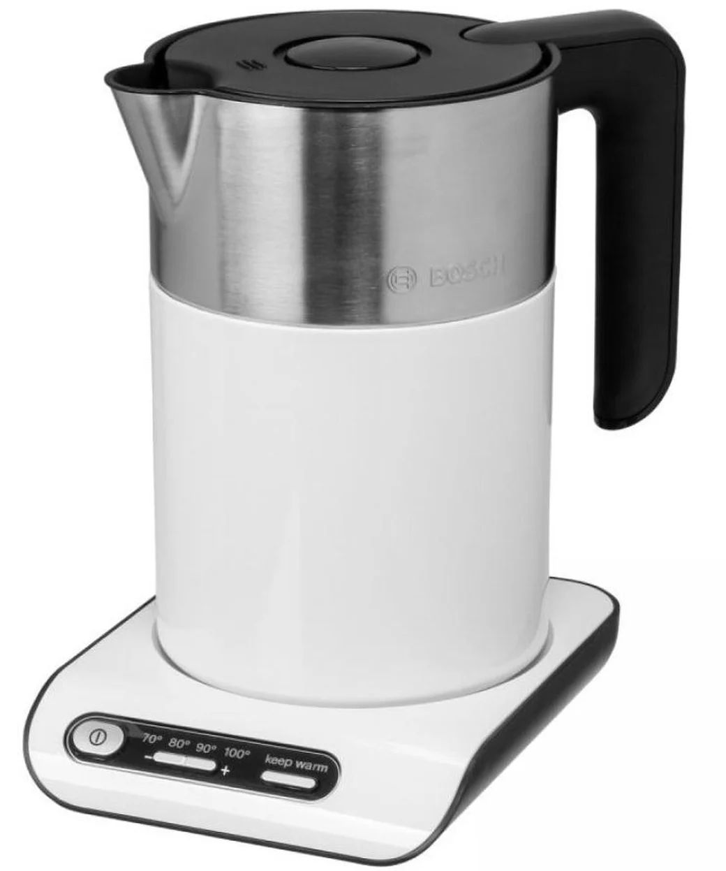 Чайник электрический Bosch TWK8611P 1.5 л, 2400 Вт, белый/серебристый (корпус: нержавеющая сталь)