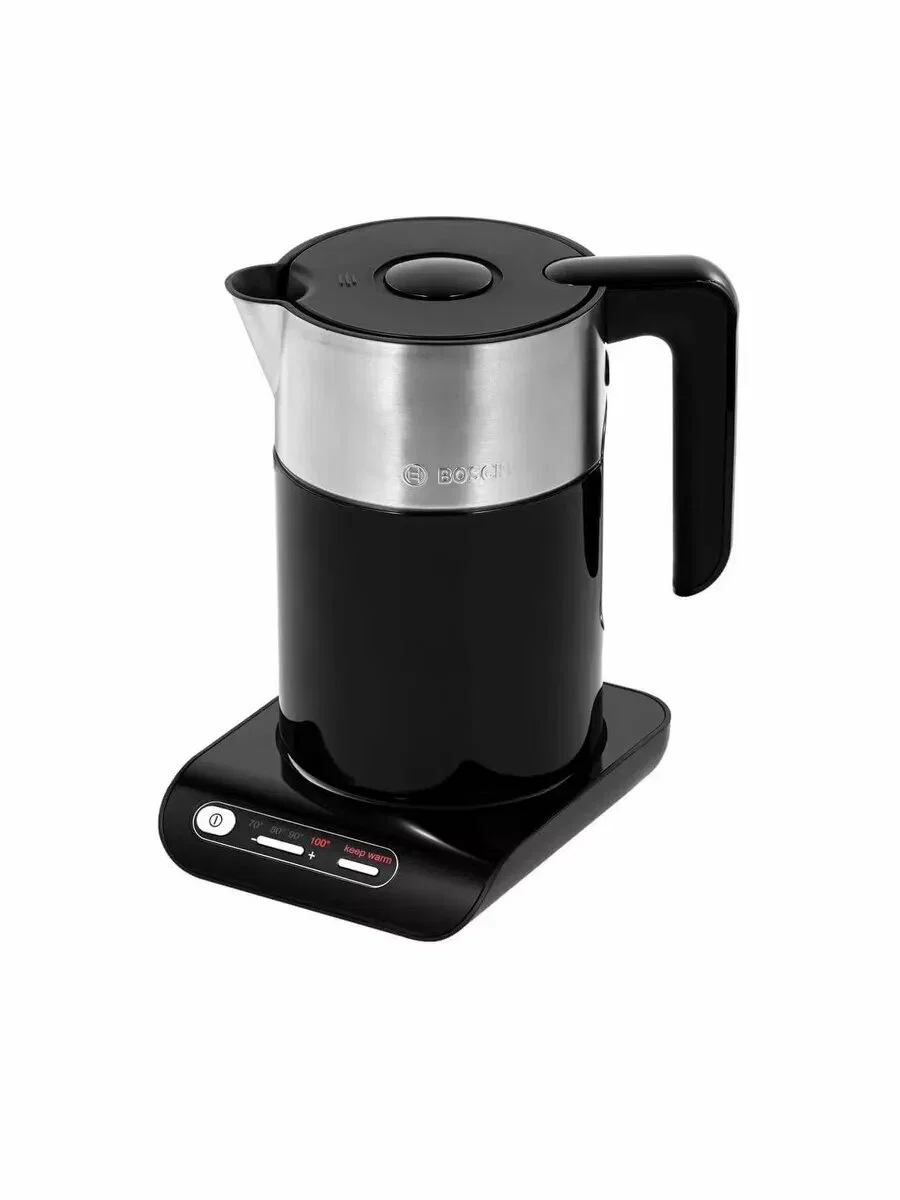 Чайник электрический Bosch TWK8613 1.5 л, 2400 Вт, черный/серебристый (корпус: нержавеющая сталь)