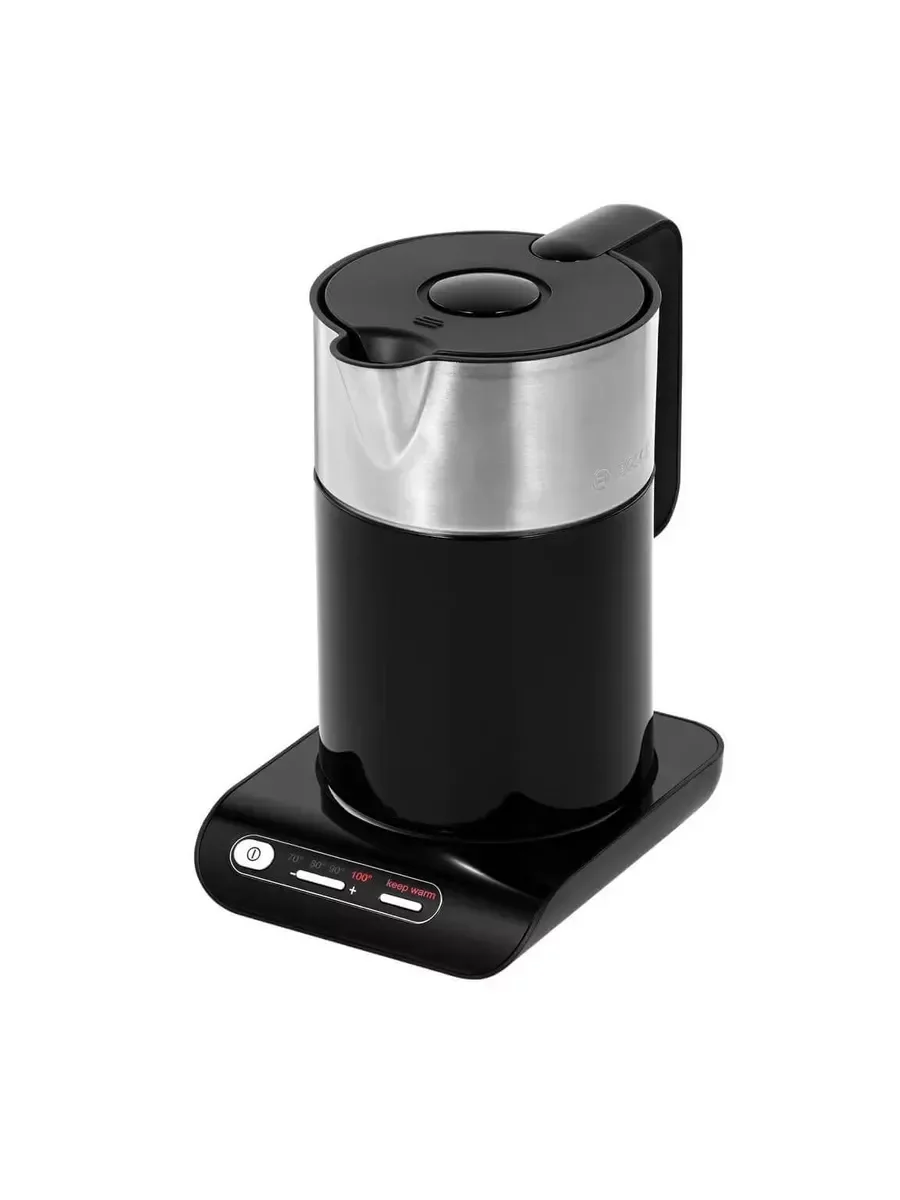 Чайник электрический Bosch TWK8613 1.5 л, 2400 Вт, черный/серебристый (корпус: нержавеющая сталь)