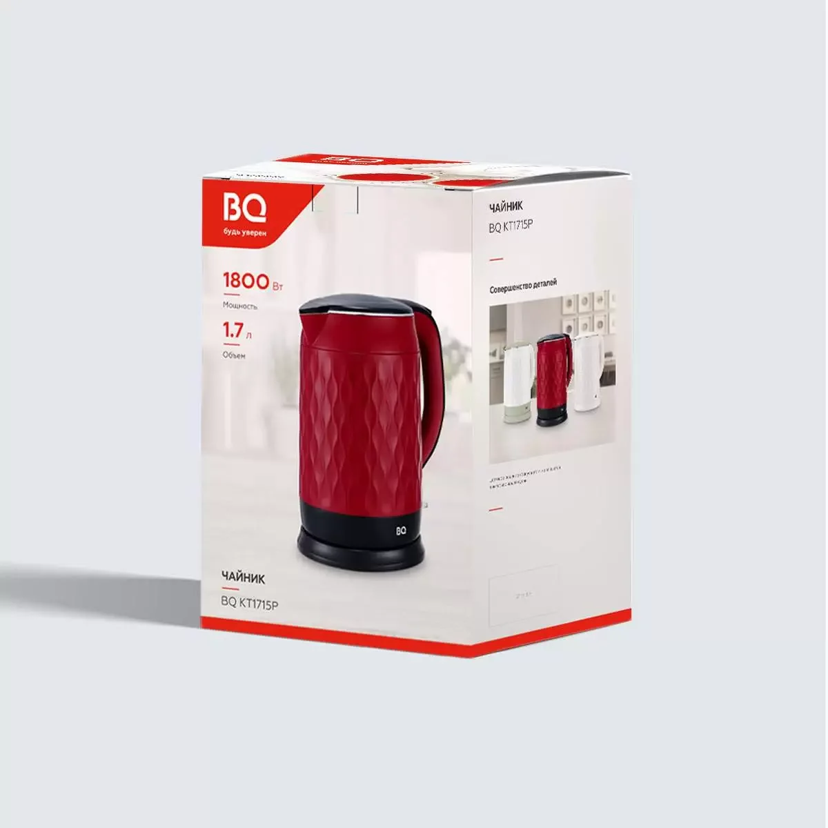 Чайник электрический BQ KT1715P Red-Black. Мощность:1800 Вт, Объем 1.7 л
