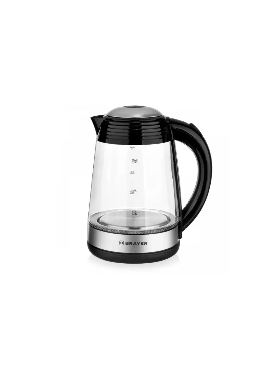 Чайник электрический BRAYER BR1012 2200 Вт, 1.7 л, высококач.стекло, подсвет, автоотключ при закипании