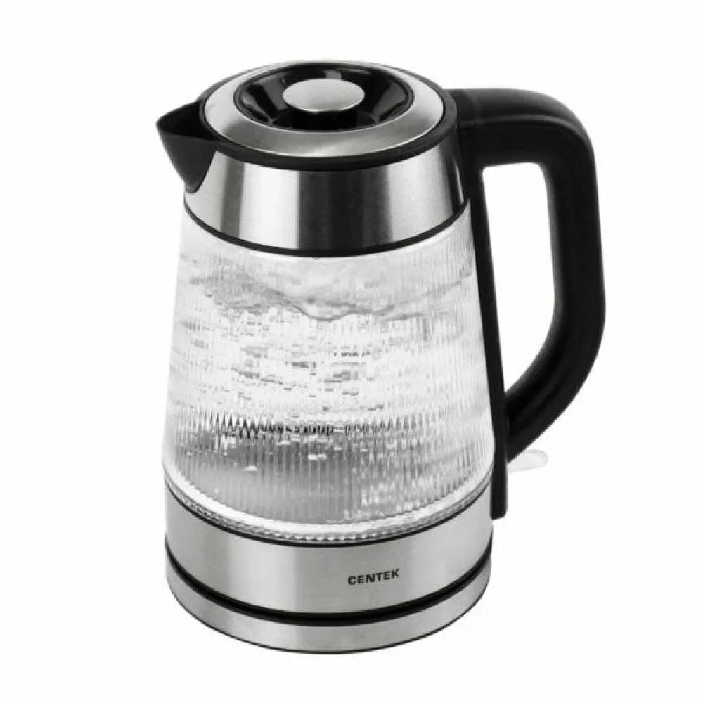 Чайник электрический Centek CT-0013 стекло, 2200 Вт, 1.8 л, серебристый