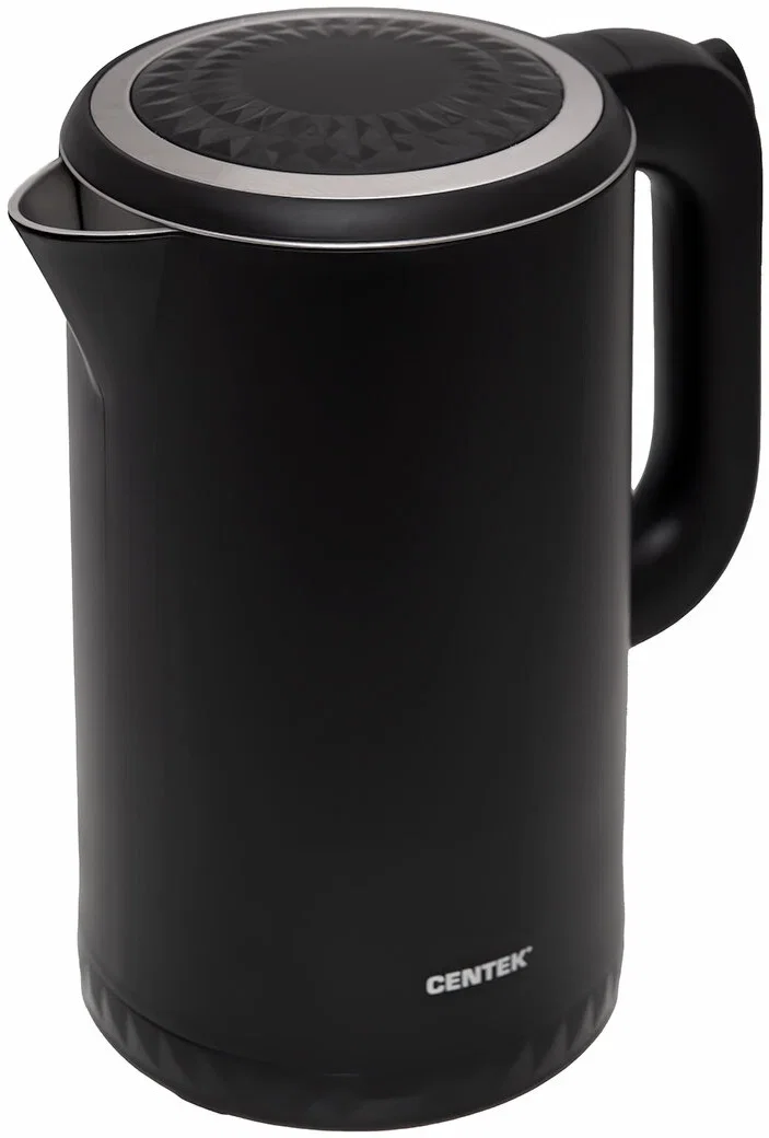 Чайник электрический Centek CT-0020 черный металл 1.7 л, 2200 Вт, бесшовная колба, двойные стенки