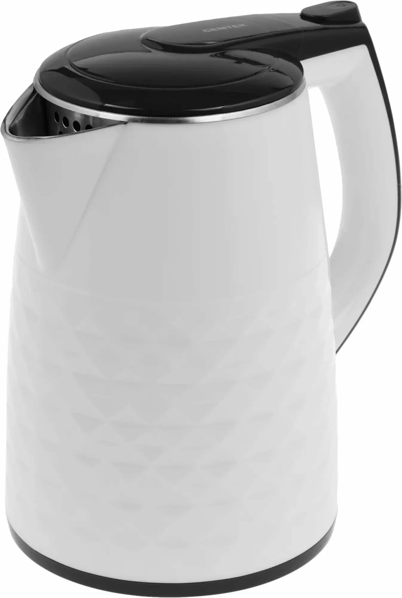 Чайник электрический Centek CT-0025 белый, металл 1.8 л, 2000 Вт, двойные стенки, кнопка вк л, на ручке