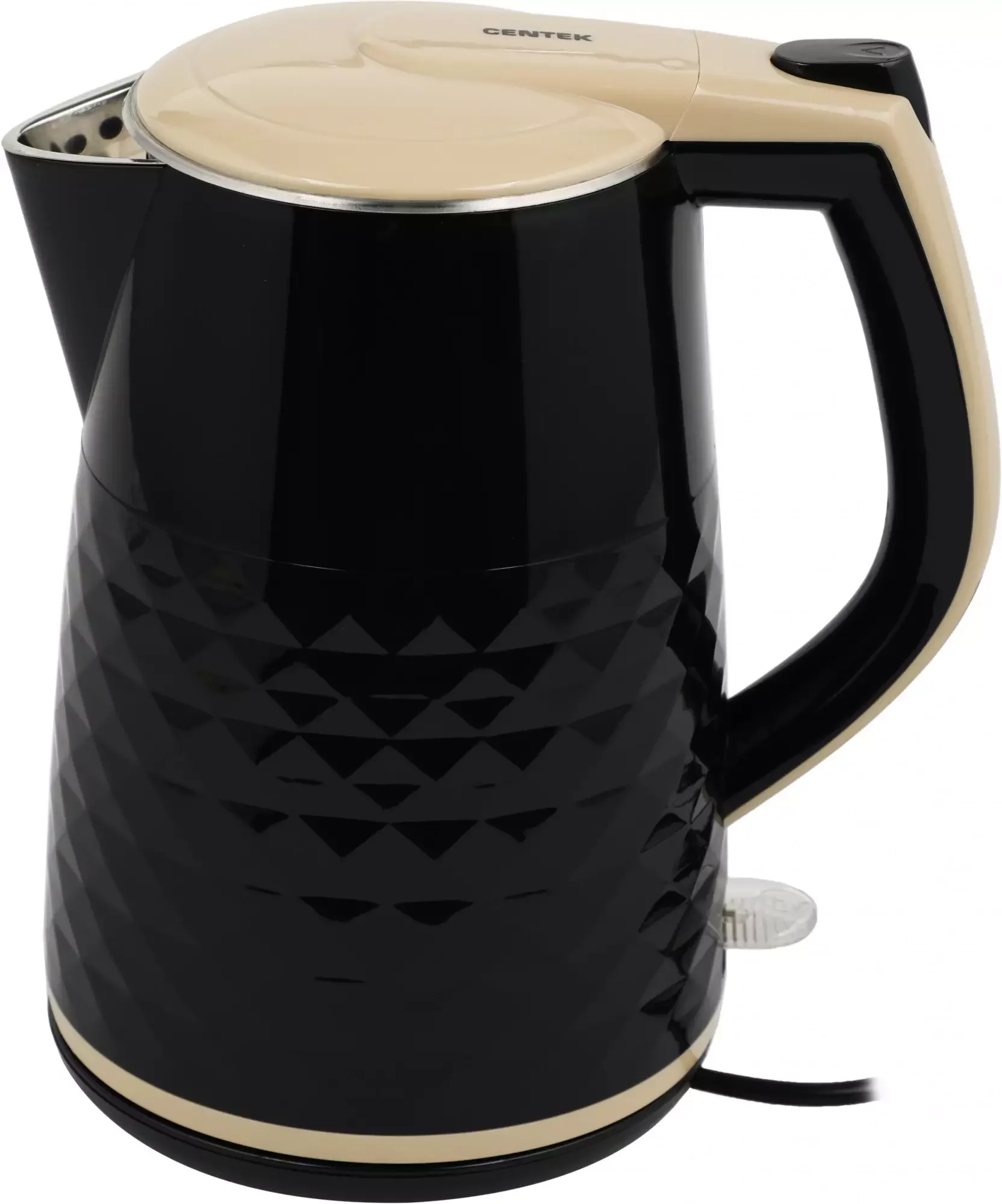 Чайник электрический Centek CT-0025 черный металл 1.8л, 1800W, двойные стенки, кнопка вкл. на ручке