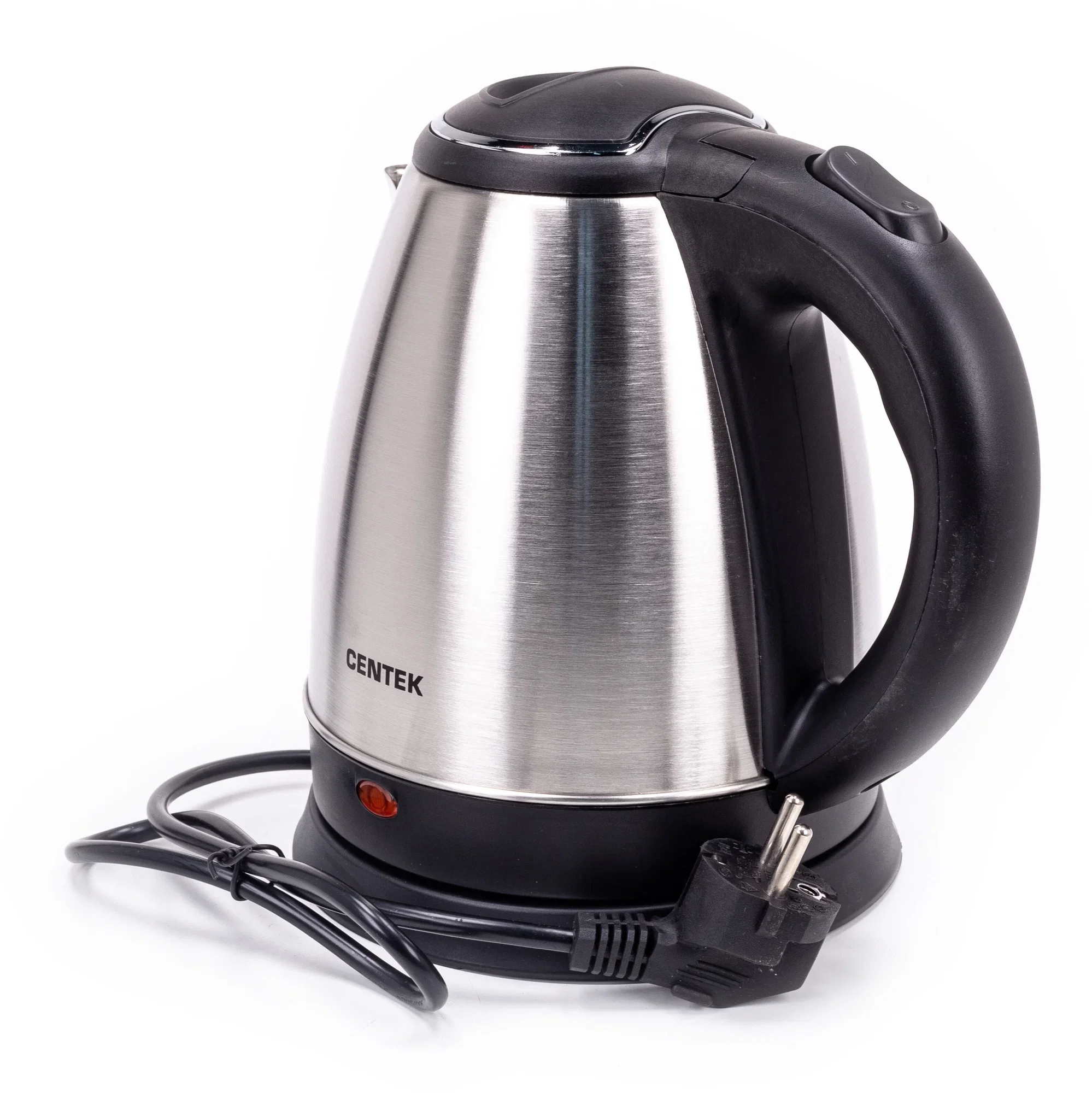 Чайник электрический Centek CT-0035 матовый, металл, 1,5 л, 2000 W, хромированная вставка на крышке