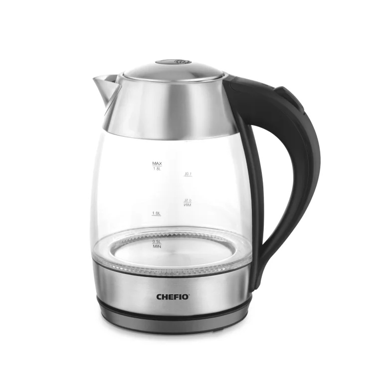 Чайник электрический Centek CT-0059 London, стекло, 1.8л, 2200Вт, LED-подсветка, отделка нерж.