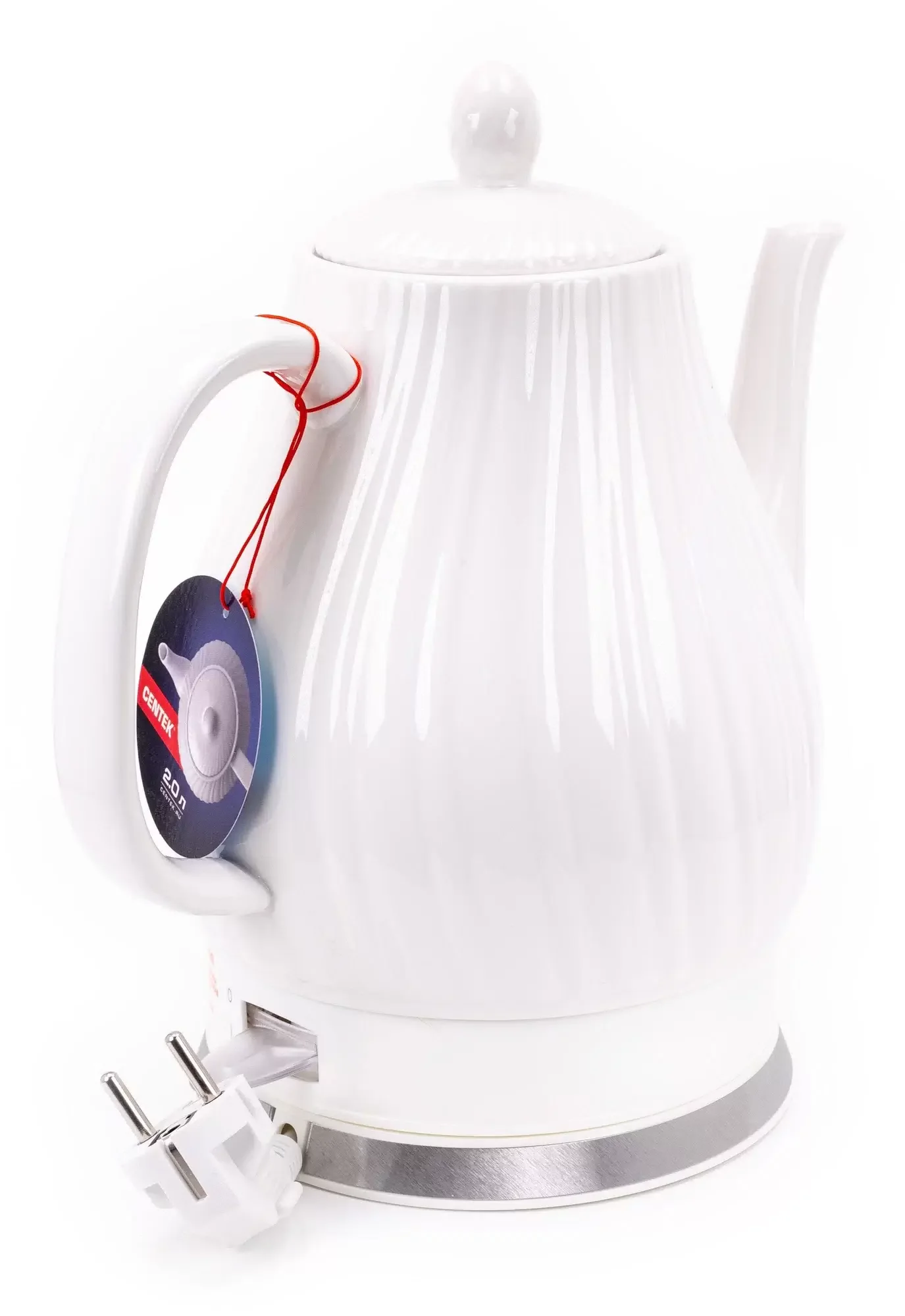 Чайник электрический Centek CT-0064 2.0л, 2150W, супербелая керамика, рельефный корпус