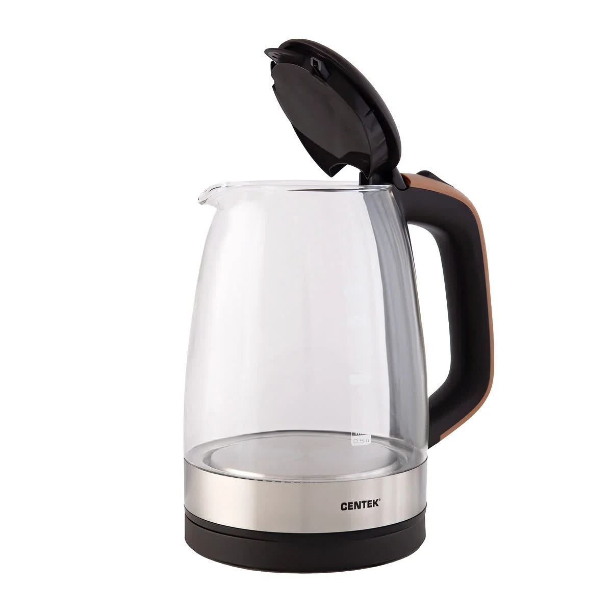 Чайник электрический Centek CT-0065 Beige стекло, 1.7 л 2200 Вт, LED-подсветка, мерная шкала, защита от вкл б/воды