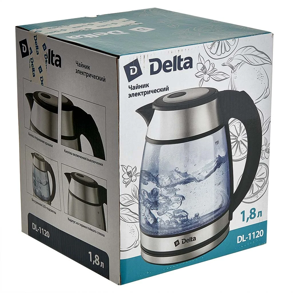 Чайник электрический DELTA DL-1120 серебряный