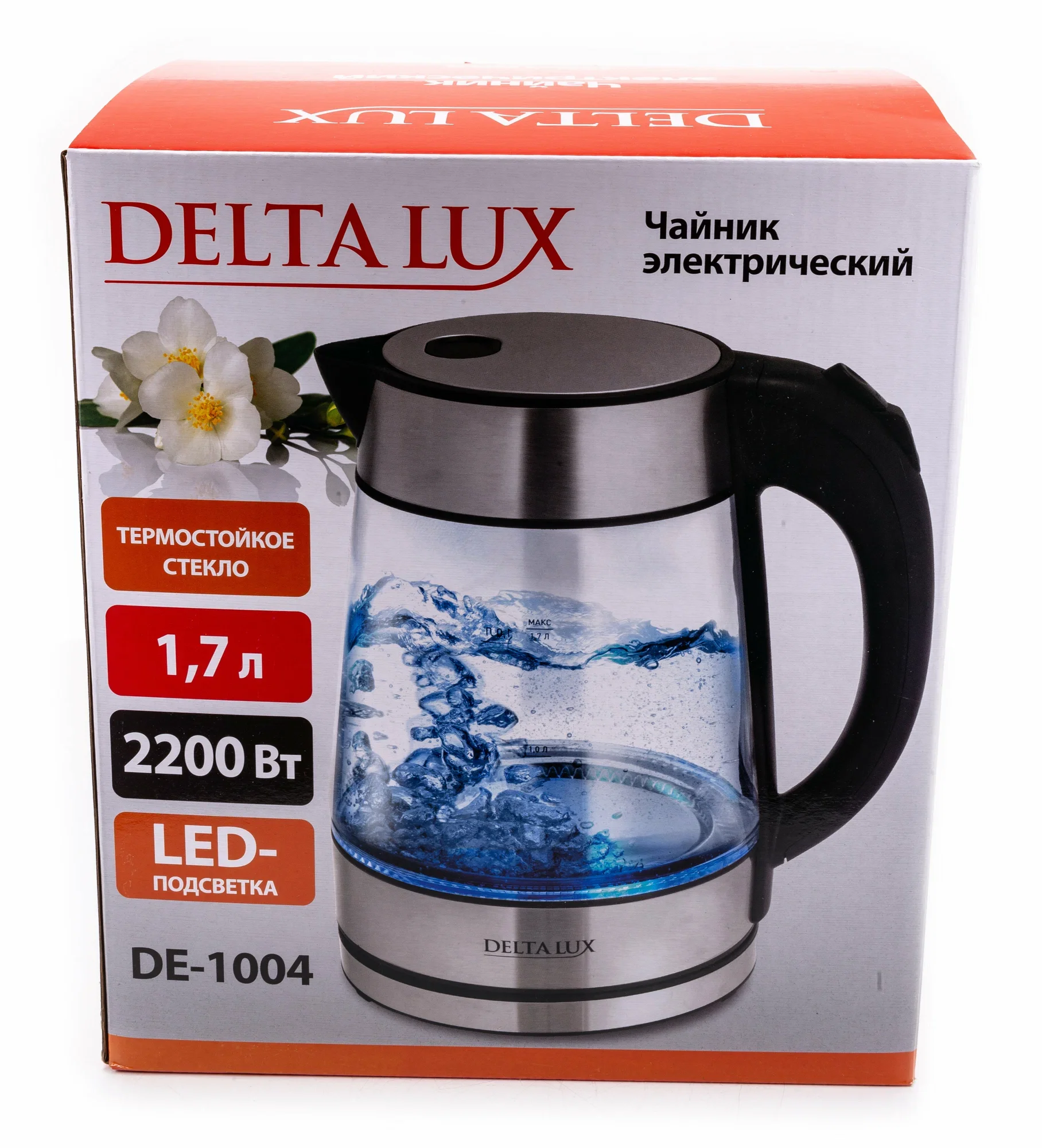 Чайник электрический DELTA LUX DE-1004 стекло