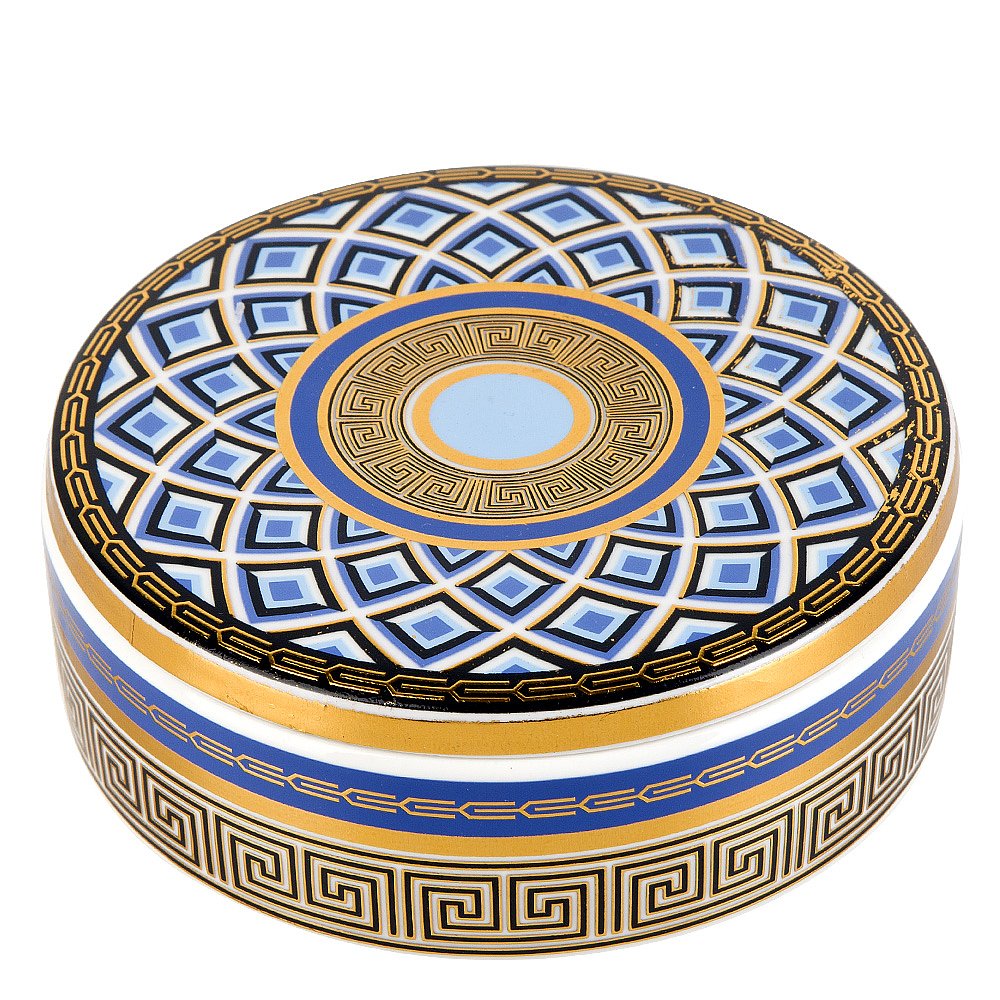 Подсвечник-шкатулка декоративная ENS "Golden Blue"12*4см (фарфор,воск) (подарочная упаковка)