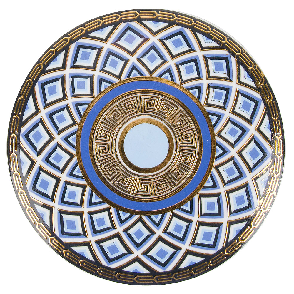 Подсвечник-шкатулка декоративная ENS "Golden Blue"12*4см (фарфор,воск) (подарочная упаковка)