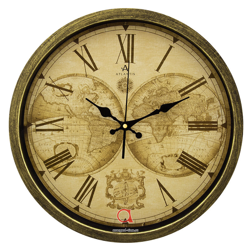 Часы настенные Atlantis S616R48 antique gold 400x400x50 мм