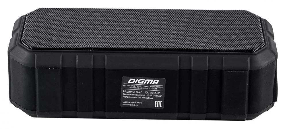 Колонка портативная Digma S-40 черный 10W 1.0 BT 2000mAh