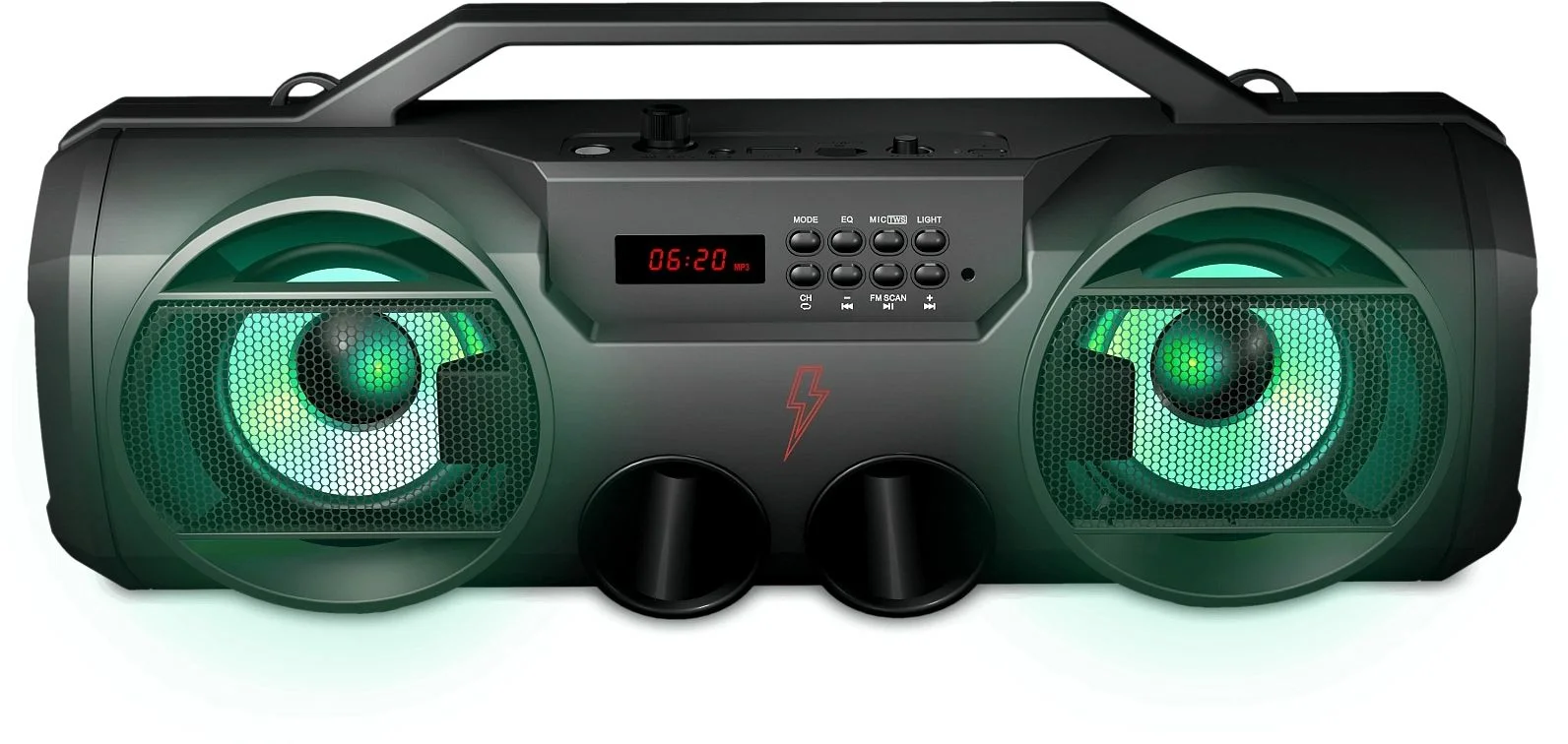 Колонка портативная Ural Молния Огонь черный/оранжевый 35W 1.1 BT/3.5Jack/USB-C 10м 2200mAh (без.бат) (УРАЛ МОЛНИЯ ОГОНЬ)