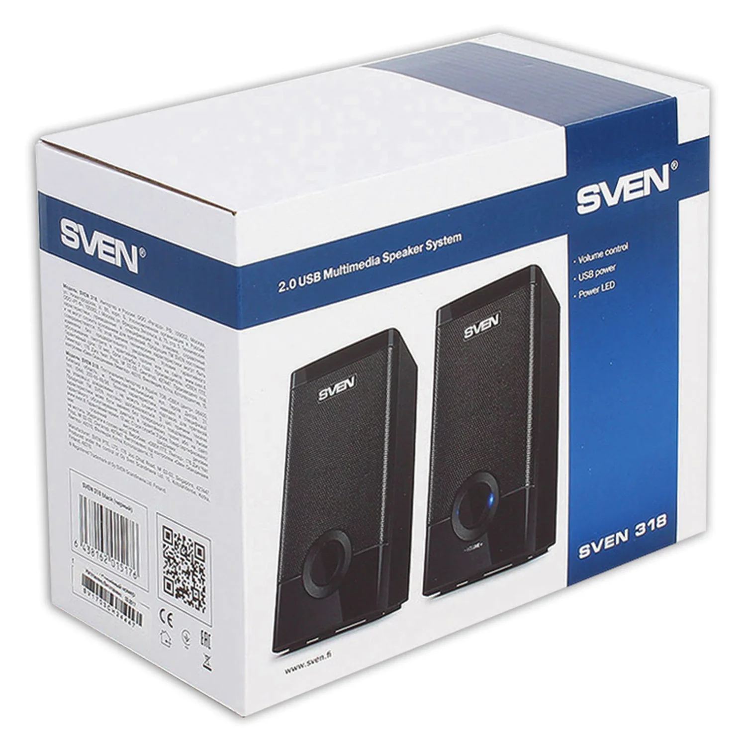 Колонки SVEN 318 черный USB-порт ПК, ноутбука или адаптер 5V DC
