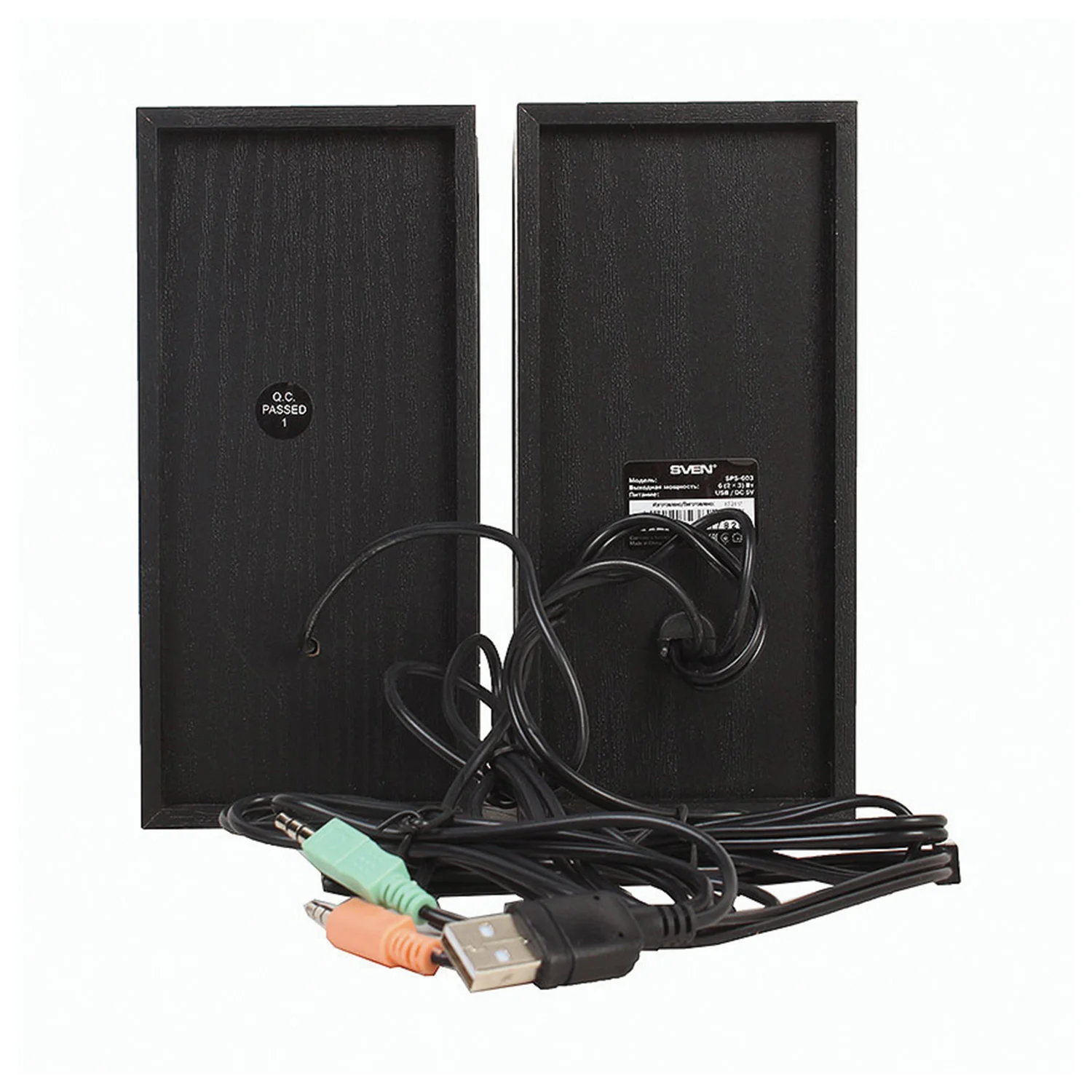 Колонки SVEN SPS-603 черный USB-порт ПК, ноутбука или адаптер 5V DC