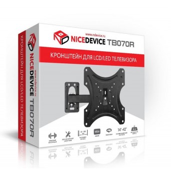 Кронштейн под LCD NICEDEVICE (14"-42") ТB070R. от стены 60-200 мм, VESA 200х200. Макс нагрузка 36 кг