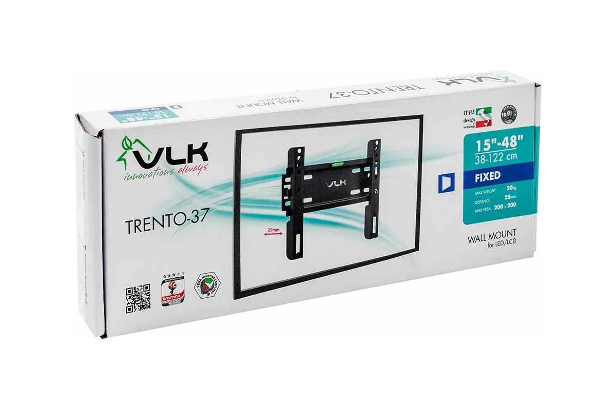 Кронштейн под LCD TRENTO-37 black 15"-48", 38-122 см. max 20 кг. от стены 25 мм