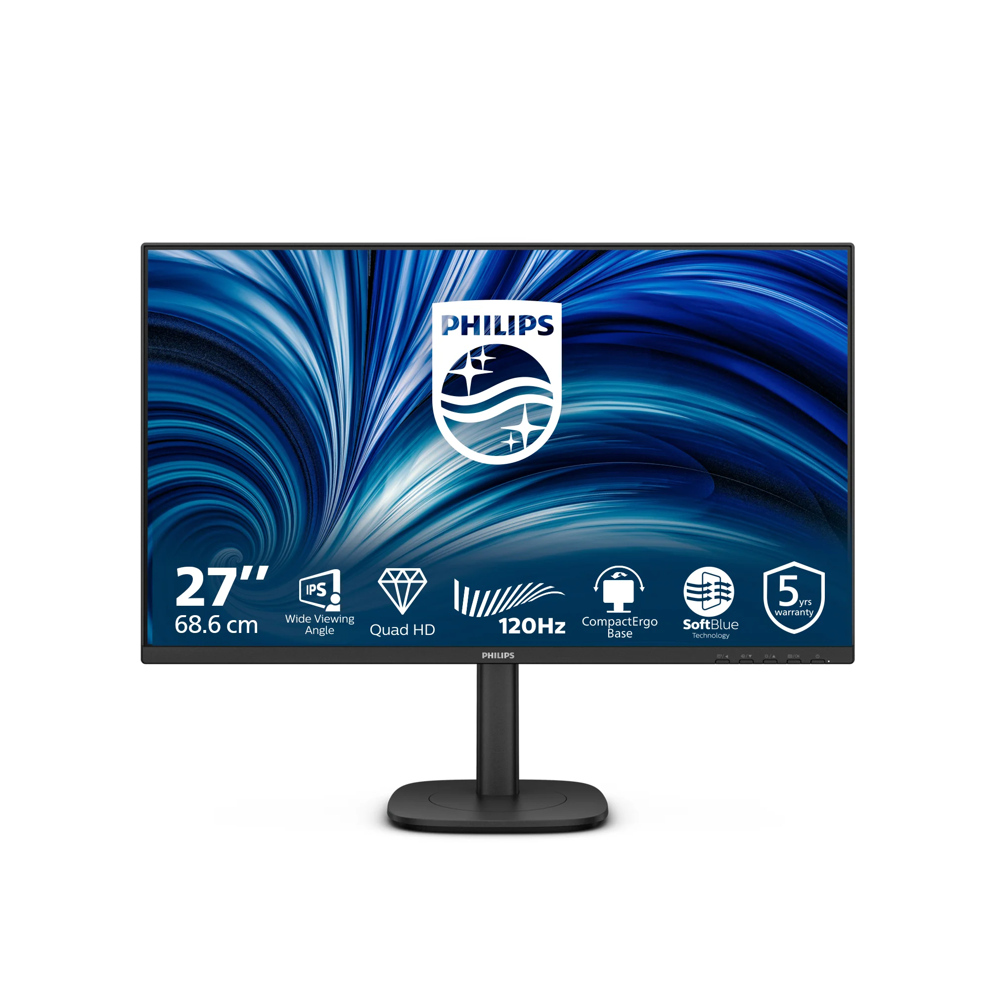 Монитор 27" Philips 27B2N3500J IPS 2560x1440, 120 Гц, 4 мс, 16:9, 350 кд/м², HDMI 2.0, DP 1.2, USB-C