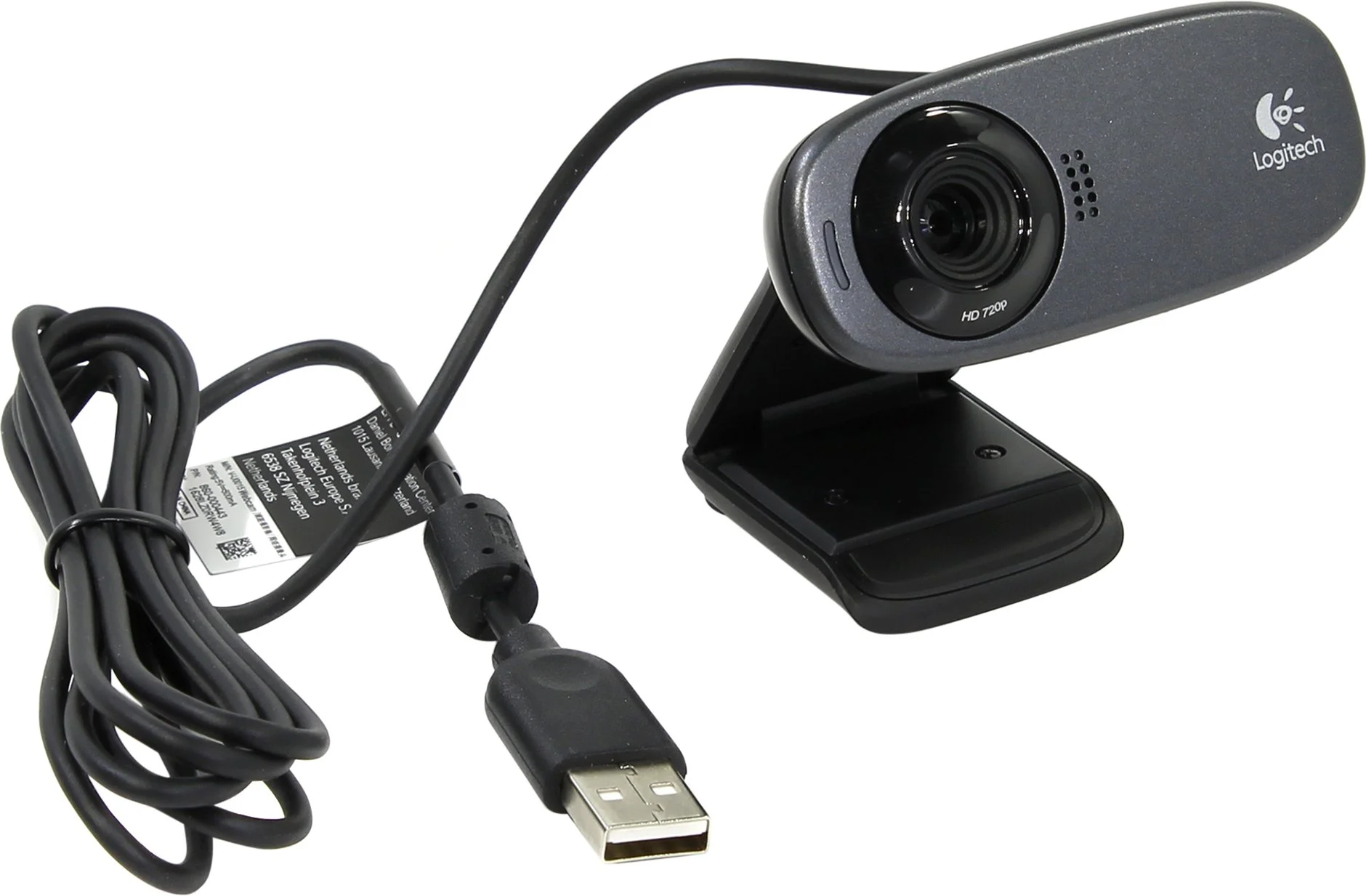 Logitech Веб-камера C310 HD WebCam, 1.2 Мп, 1280 х 720, 30 кад/сек, 60°, микрофон, USB2.0, 1.5 м, чёрный.