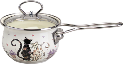 ARTI-M КОВШ ЭМАЛИРОВАННЫЙ СЕРИЯ "LAVANDER CATS" 0,9Л, ДИА 14 СМ — фото 2