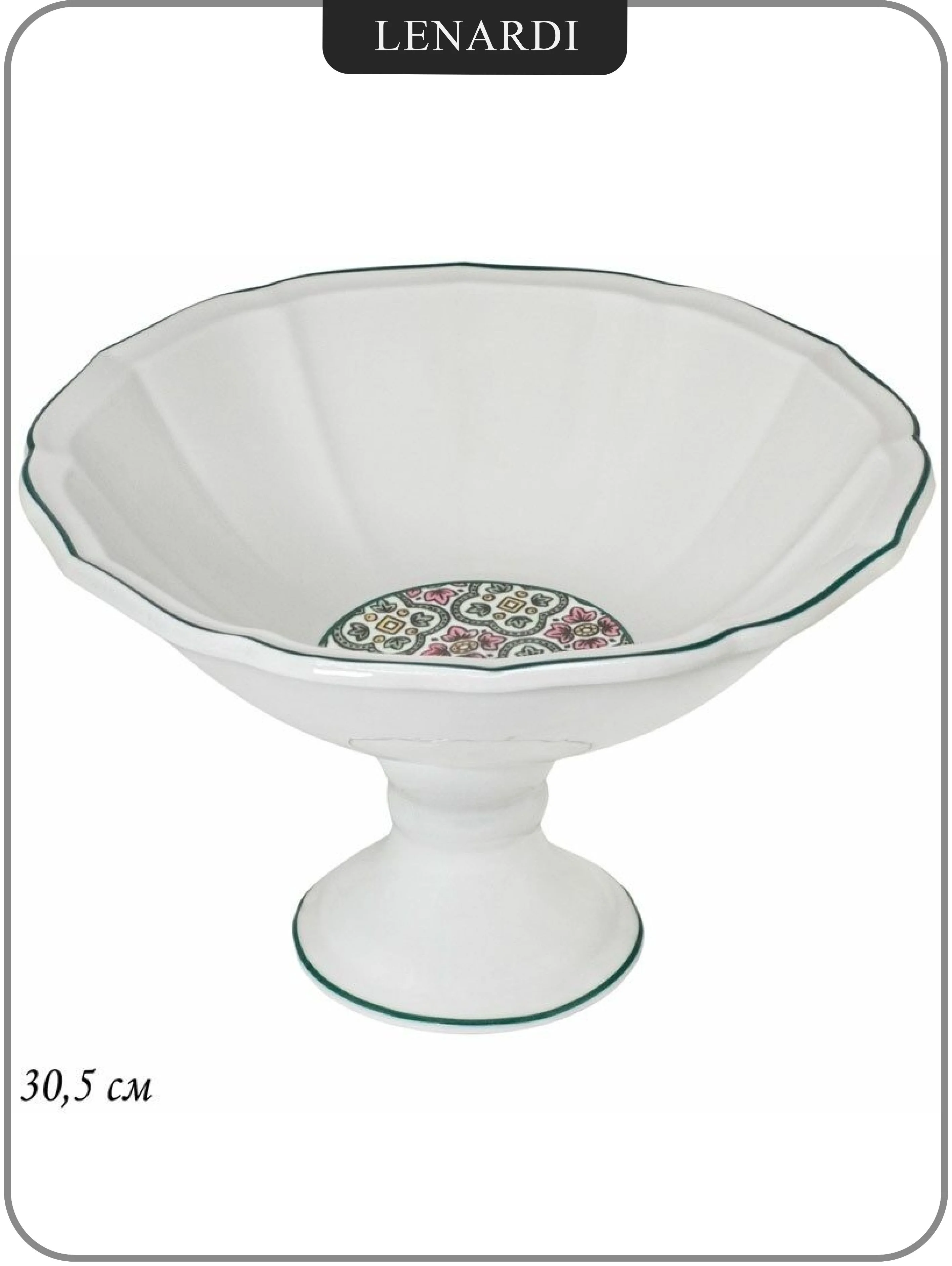 105-834 Фруктовница 20х20 см на ножке ФРУКТЫ в под.уп.(х12)