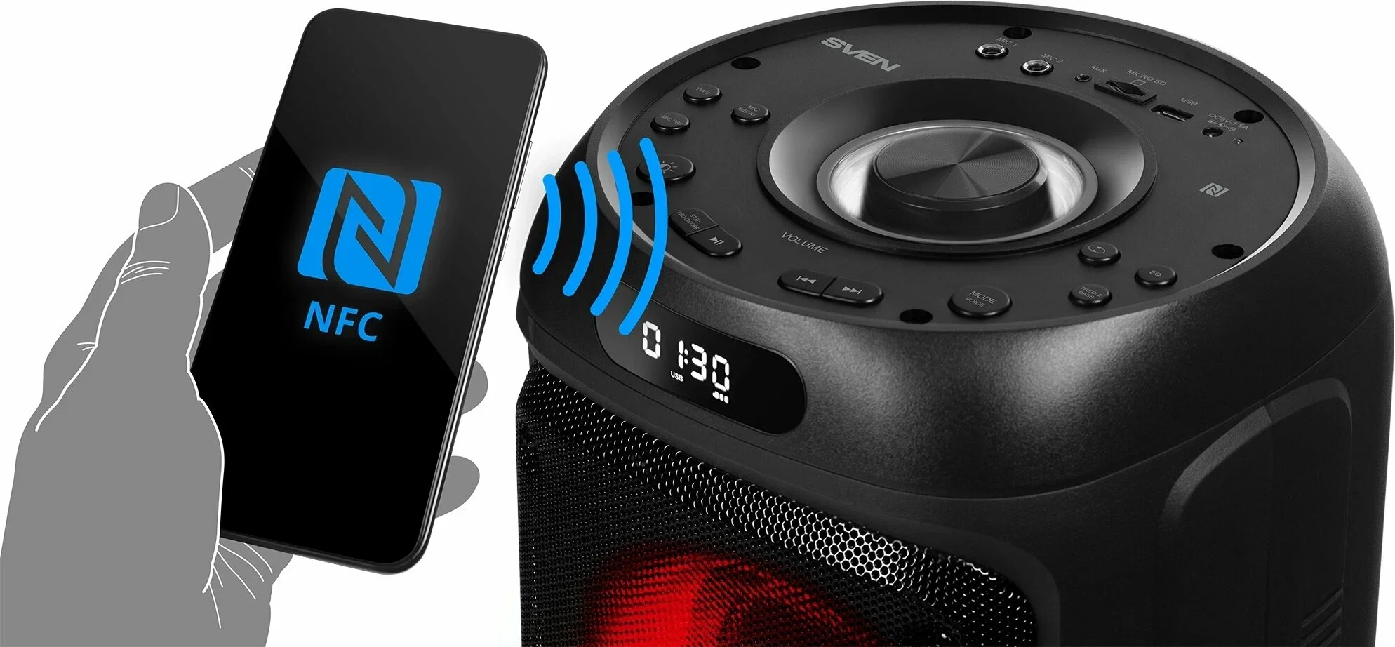 Мобильные колонки SVEN PS-770 2.0 черный 2x50W Bluetooth