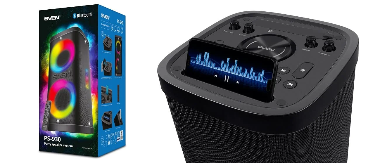 Мобильные колонки SVEN PS-930 2.0 черные 2x75 W Bluetooth
