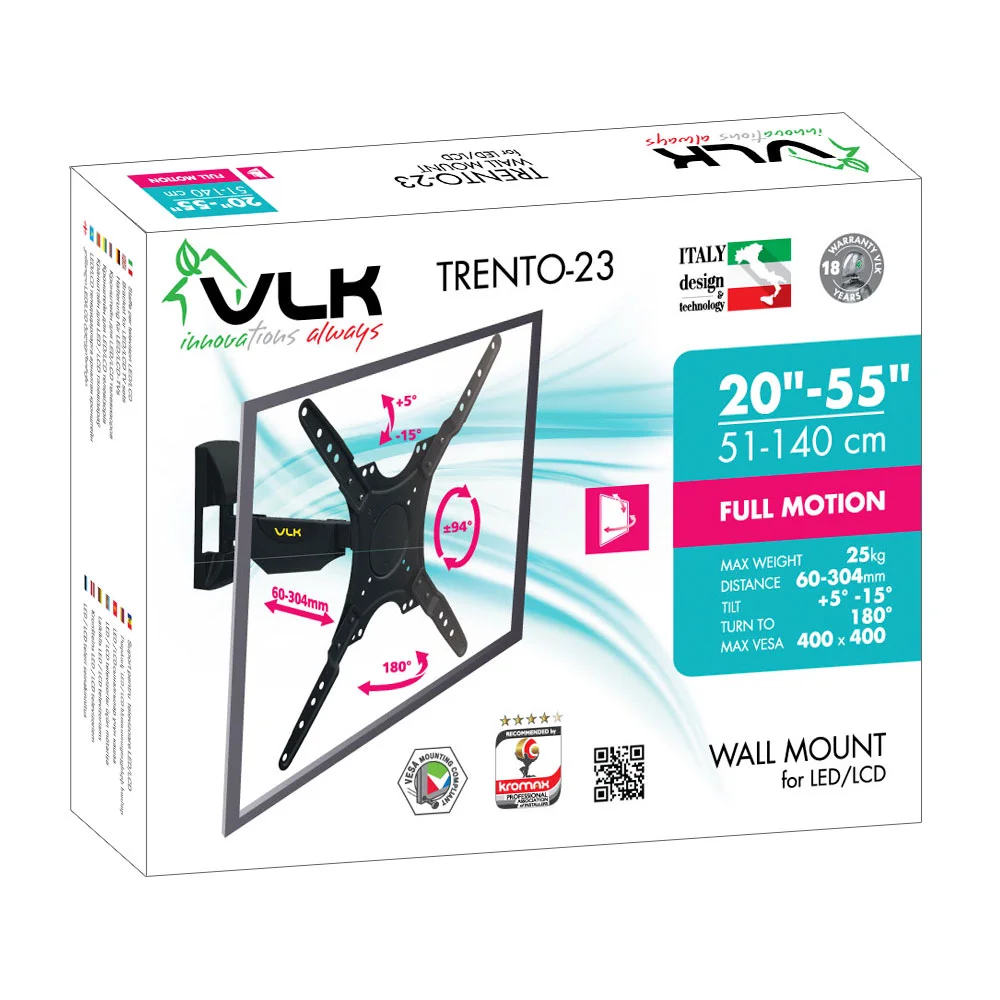 Кронштейн под LCD VLK TRENTO-23 black (22"-55", 25 кг) 10 шт/уп.
