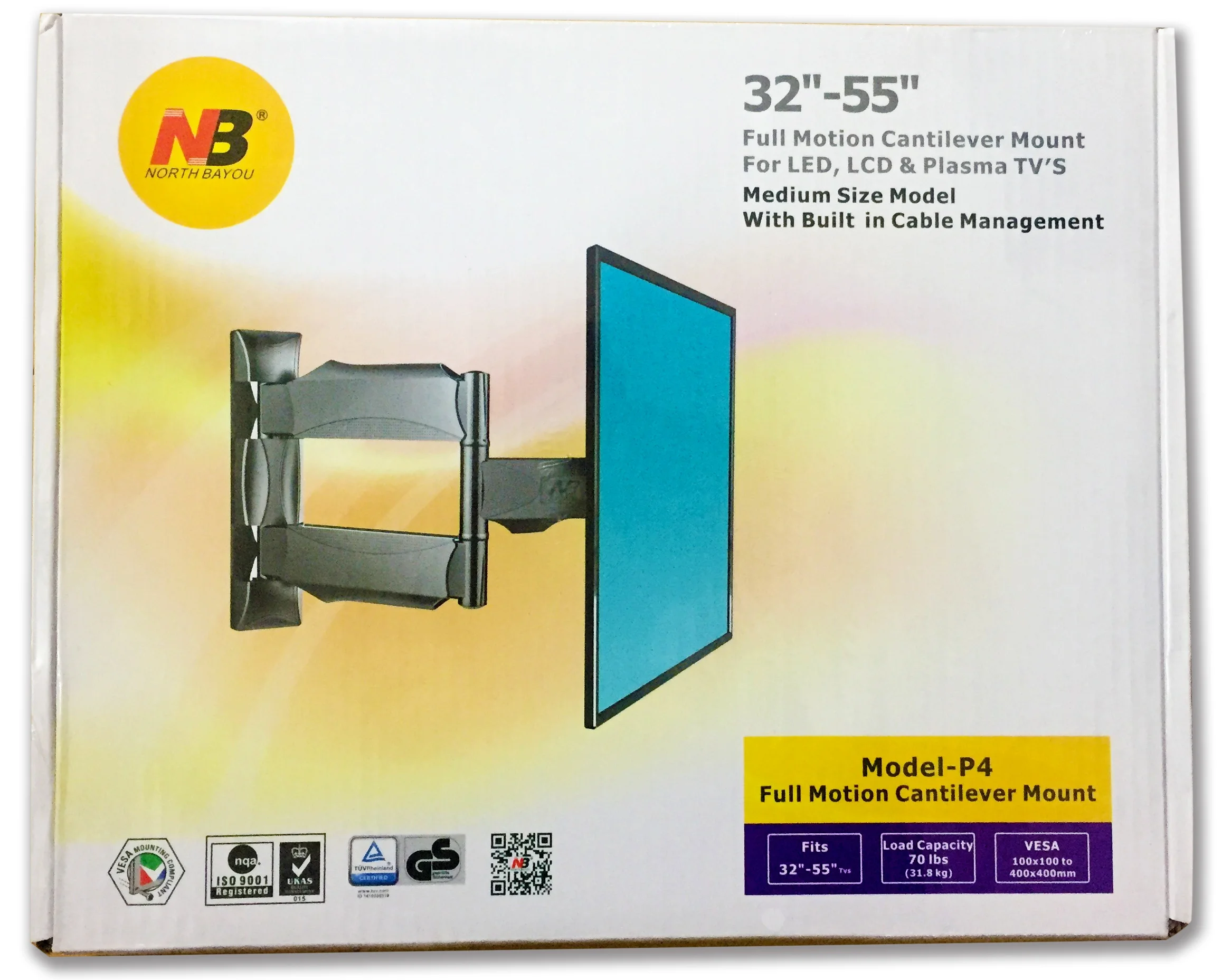Кронштейн под LCD КТВ RST P4 желтый 32"-65" вес31,2кг.